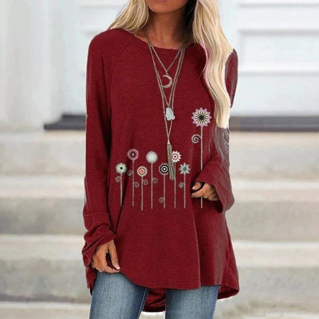 Sweatshirt with 3D Floral Embroidery Soft Texture for Women