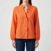 Ruffled V-Neck Long Sleeve Blouse
