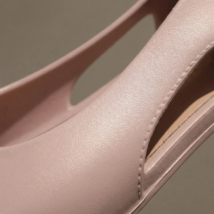 Sandalette - Peep-Toe Block Heel Sandal For Women