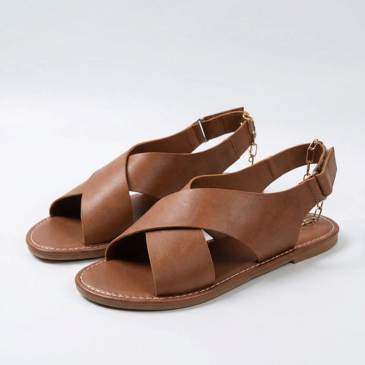 Sandrava - Flat Open-Toe Crossover Strap Sandal
