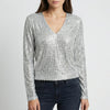 All-Over Sequin V-Neck Pullover Sweater for Women
