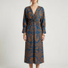 Long Sleeve Wrap-Style Midi Dress