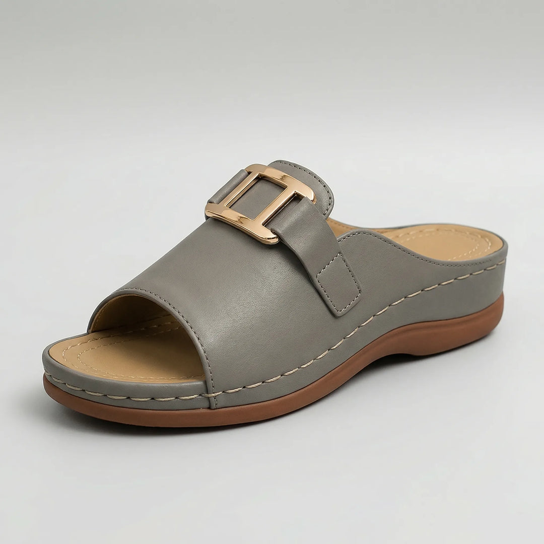 Soltrea - Open-Toe Low Wedge Slide Sandal