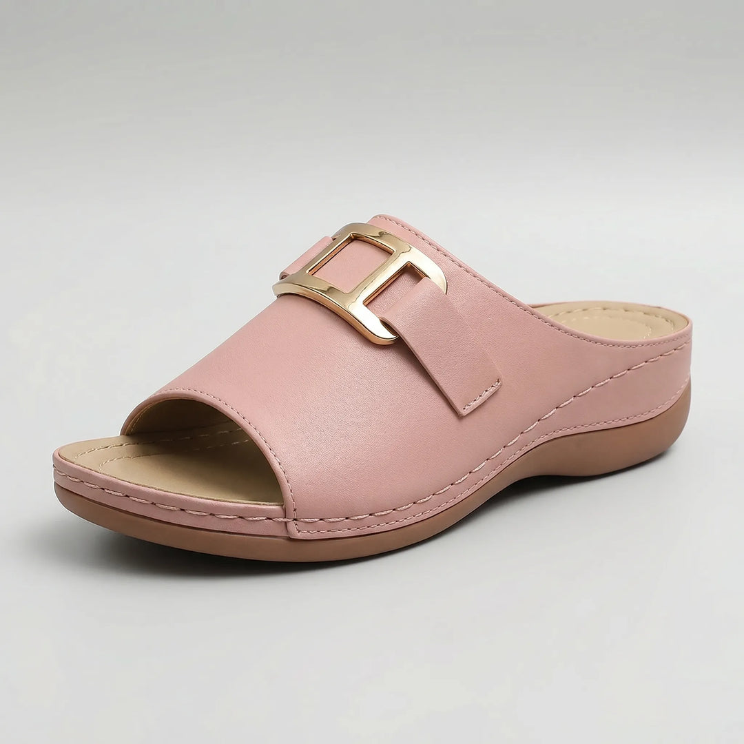 Soltrea - Open-Toe Low Wedge Slide Sandal