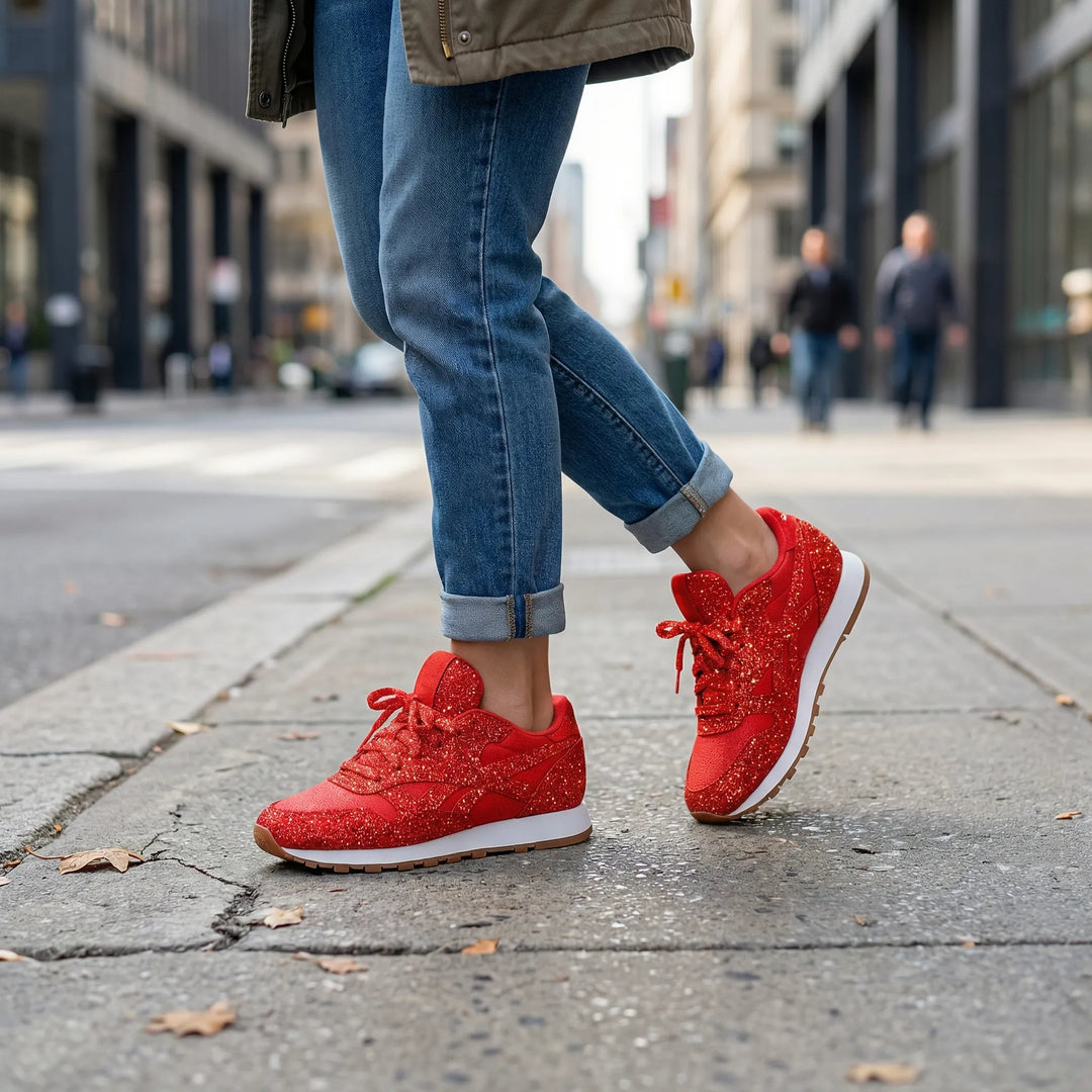 Sparkrix - Glitter Platform Lace-Up Sneaker