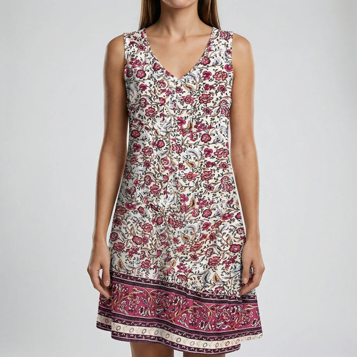 Sunpetal - Sleeveless Floral Print Mini Dress