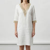 V-Neck Lace Trim Knee-Length Dress