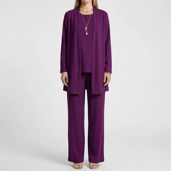 Trevona - 3-Piece Coordinated Long-Sleeve Pantsuit