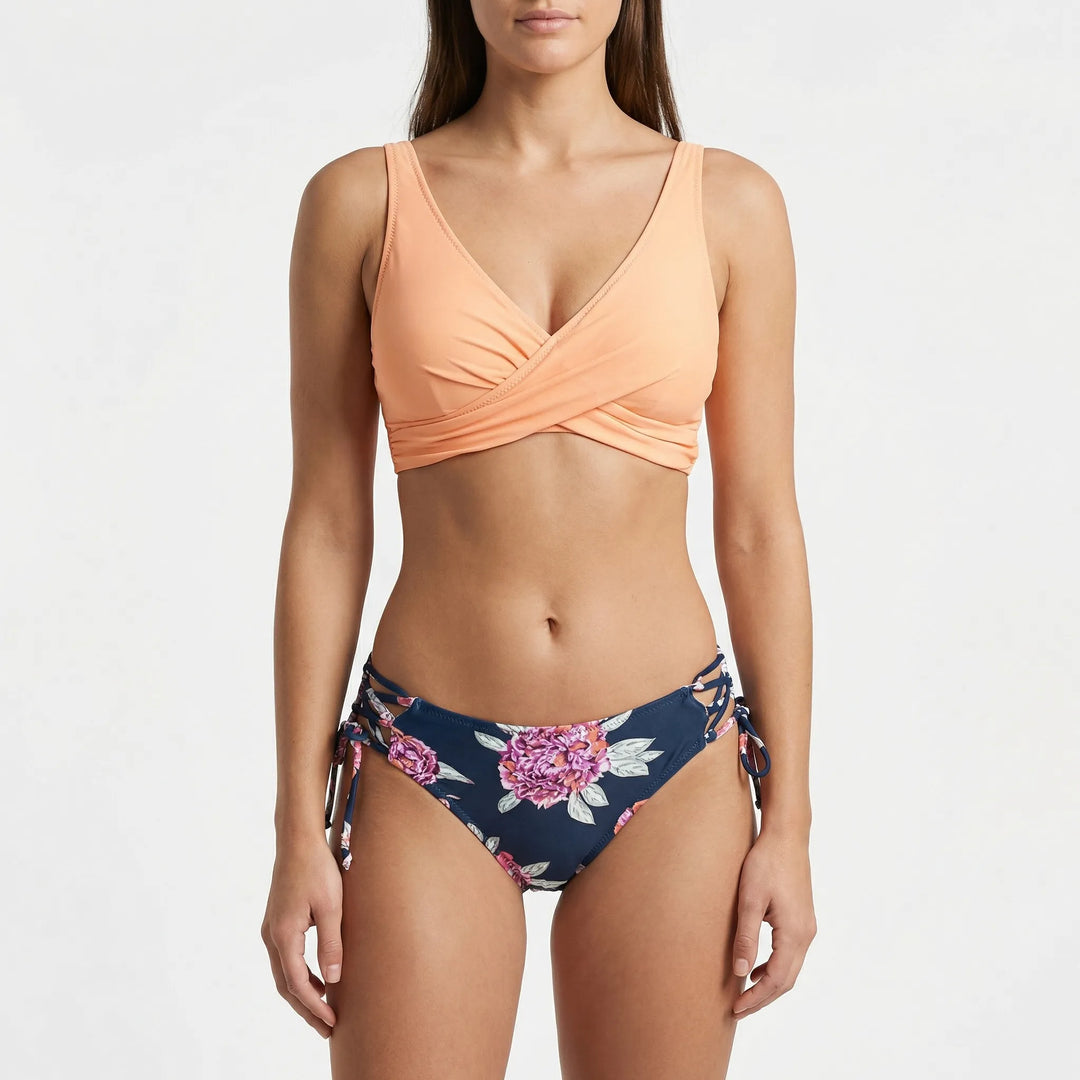 Tropiva - Wrap-Top Floral Two-Piece Bikini Set