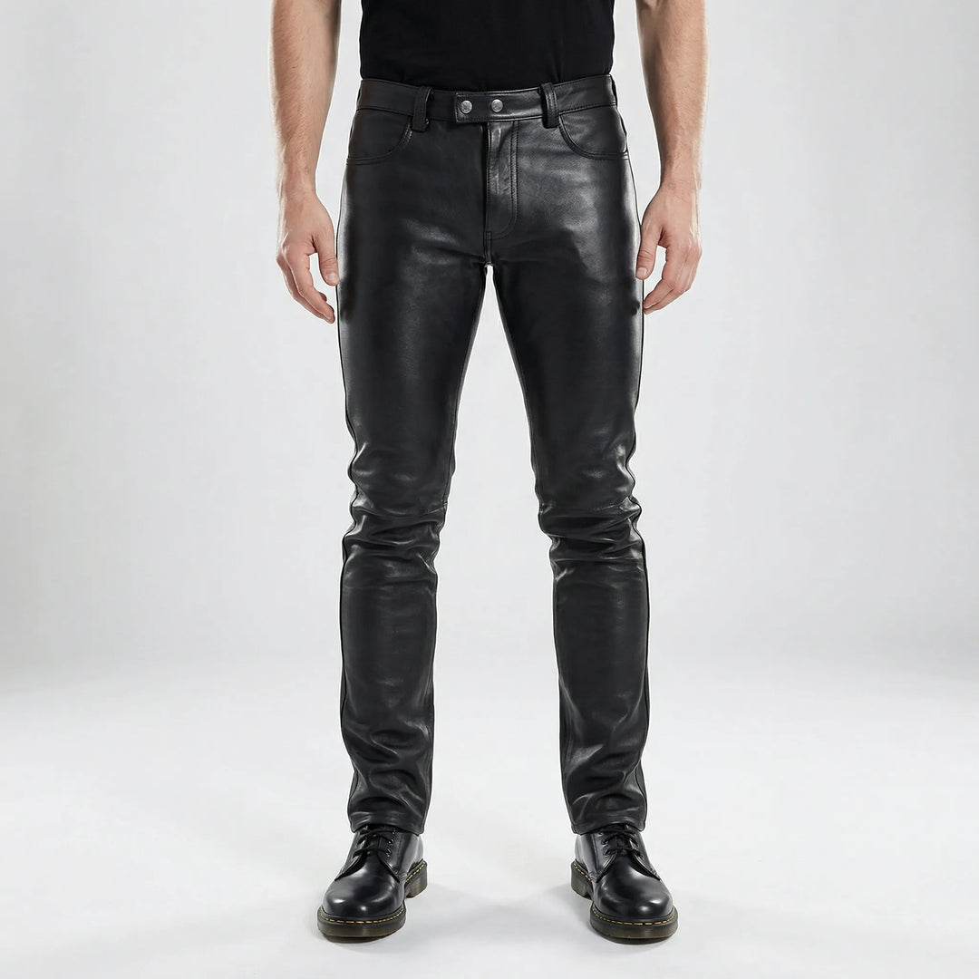 Veckro - Slim-Fit Faux Leather Men's Pants