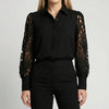 Long Sleeve Lace Cutout Blouse