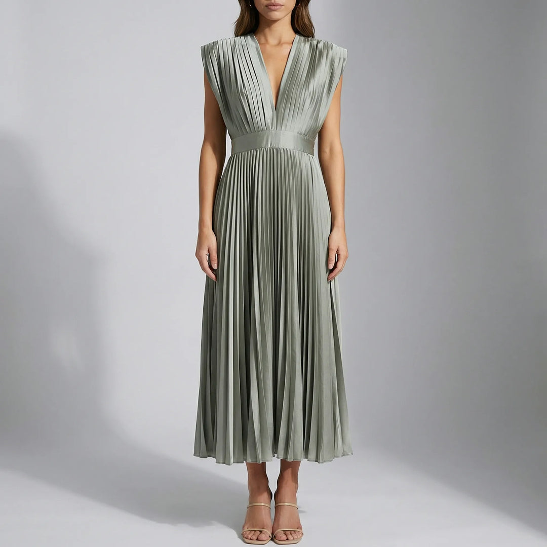 Velmira - Sleeveless Deep V-Neck Midi Dress