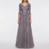 Floral Appliqué A-Line Formal Dress
