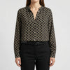 Long Sleeve V-Neck Printed Blouse