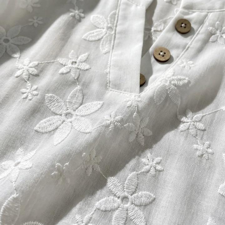 Velvina - Short Sleeve Floral Embroidered Top