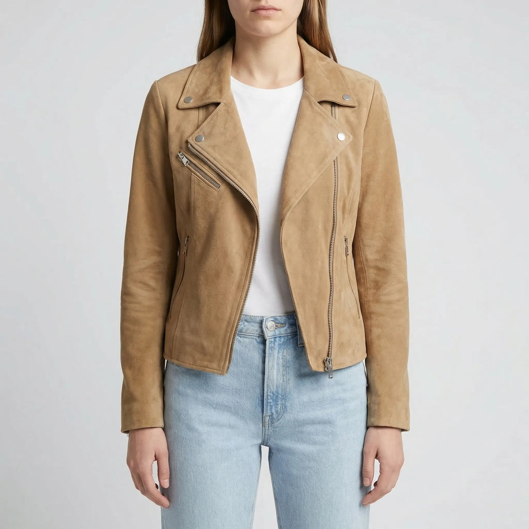 Vexara - Cropped Moto-Style Zip-Up Jacket