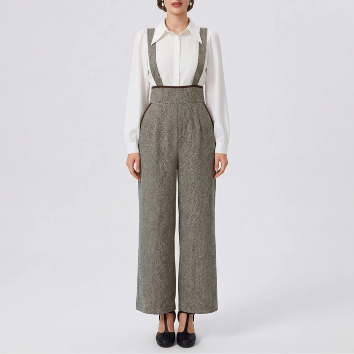 Vintrava - Wide-Leg Vintage Suspender Jumpsuit