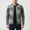 Vintage Wash Zip-Up Denim Jacket For Men
