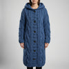 Long Cable-Knit Hooded Coat
