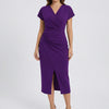 Short-Sleeve Wrap-Style Midi Dress