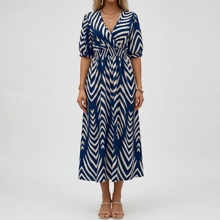 Zavorelle - A-Line Midi Dress With V-Neckline