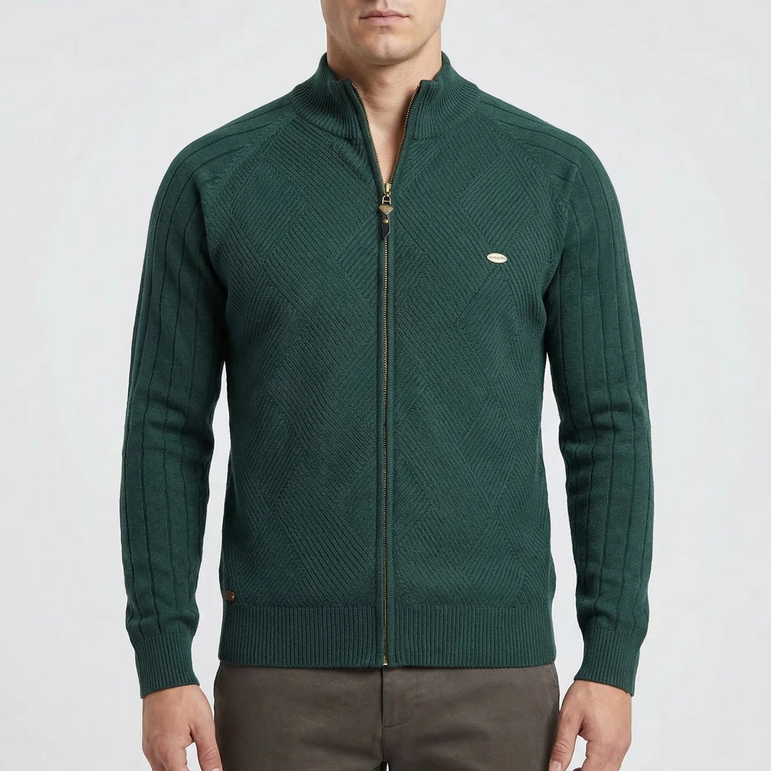 Zenvaro - Full-Zip Stand Collar Cardigan