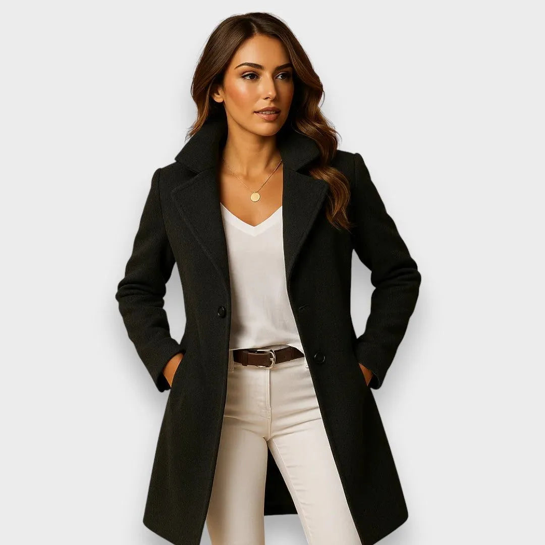 Adelina Women's Long Lapel Collar Wool Coat
