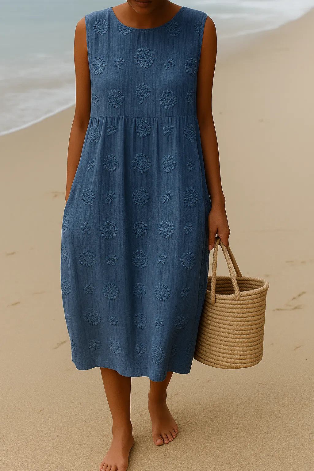 Alba Women's Embroidered A-Line Midi Dress