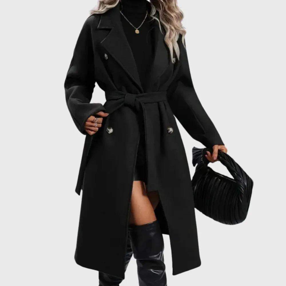 Alice Women's Longline Double-Breasted Trench Coat with Belt