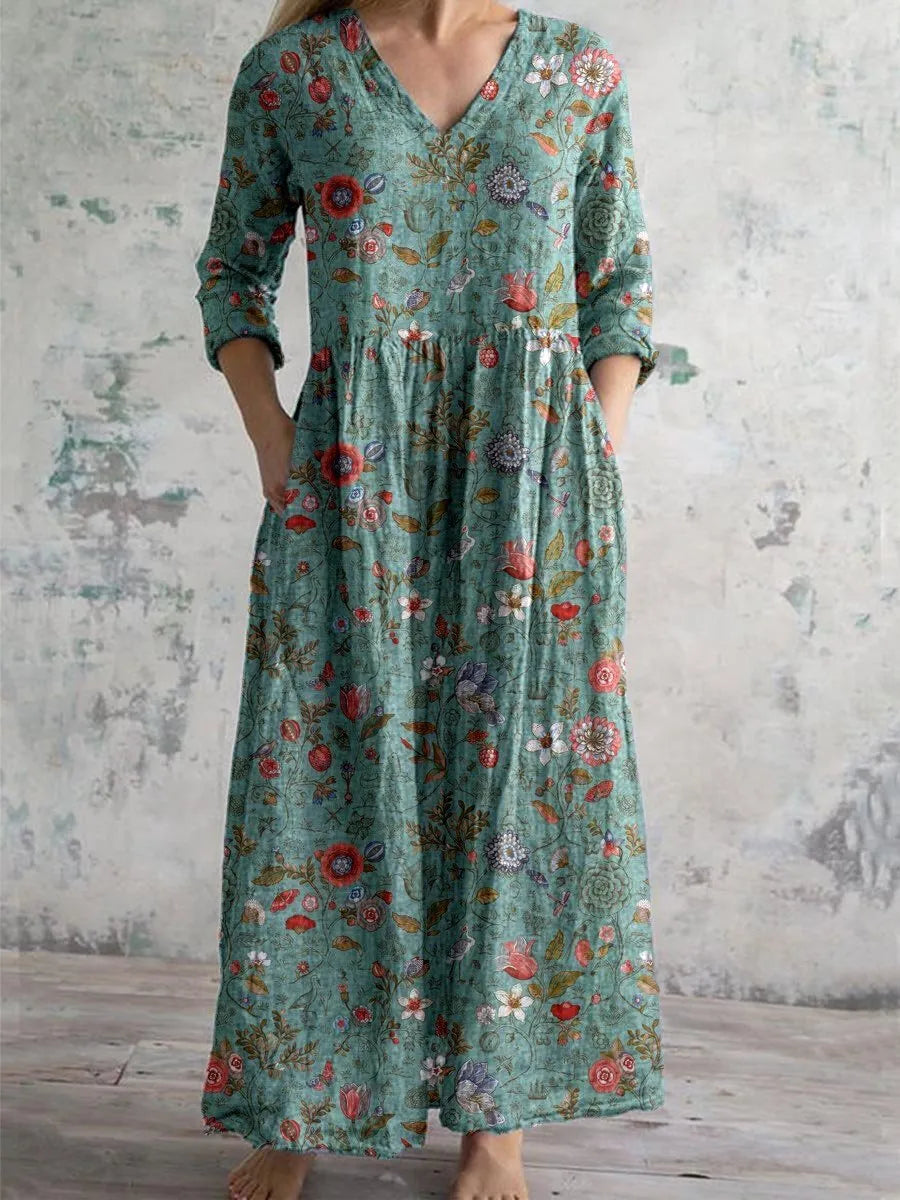 Allison Women's Floral V-Neck Maxi Dress