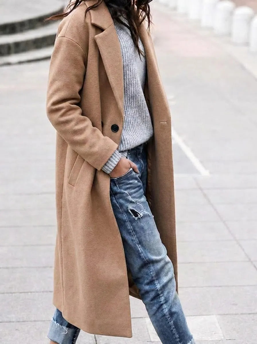 Angelika Women's Oversized Button-Up Lapel Coat