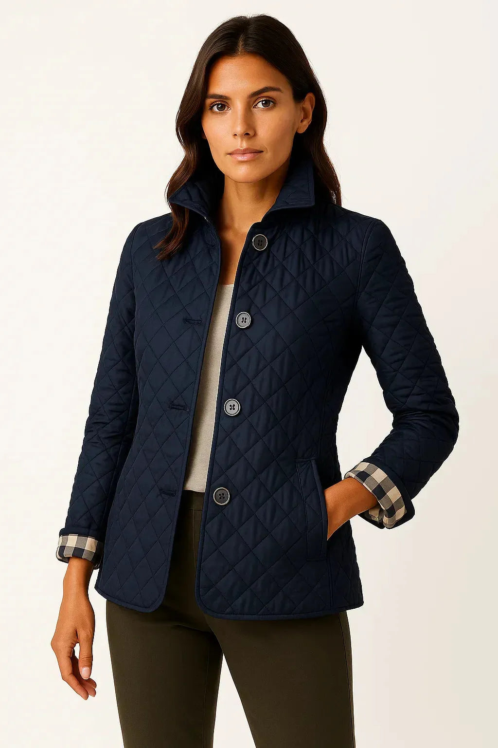 Anna Women's Quilted Button-Down Blazer
