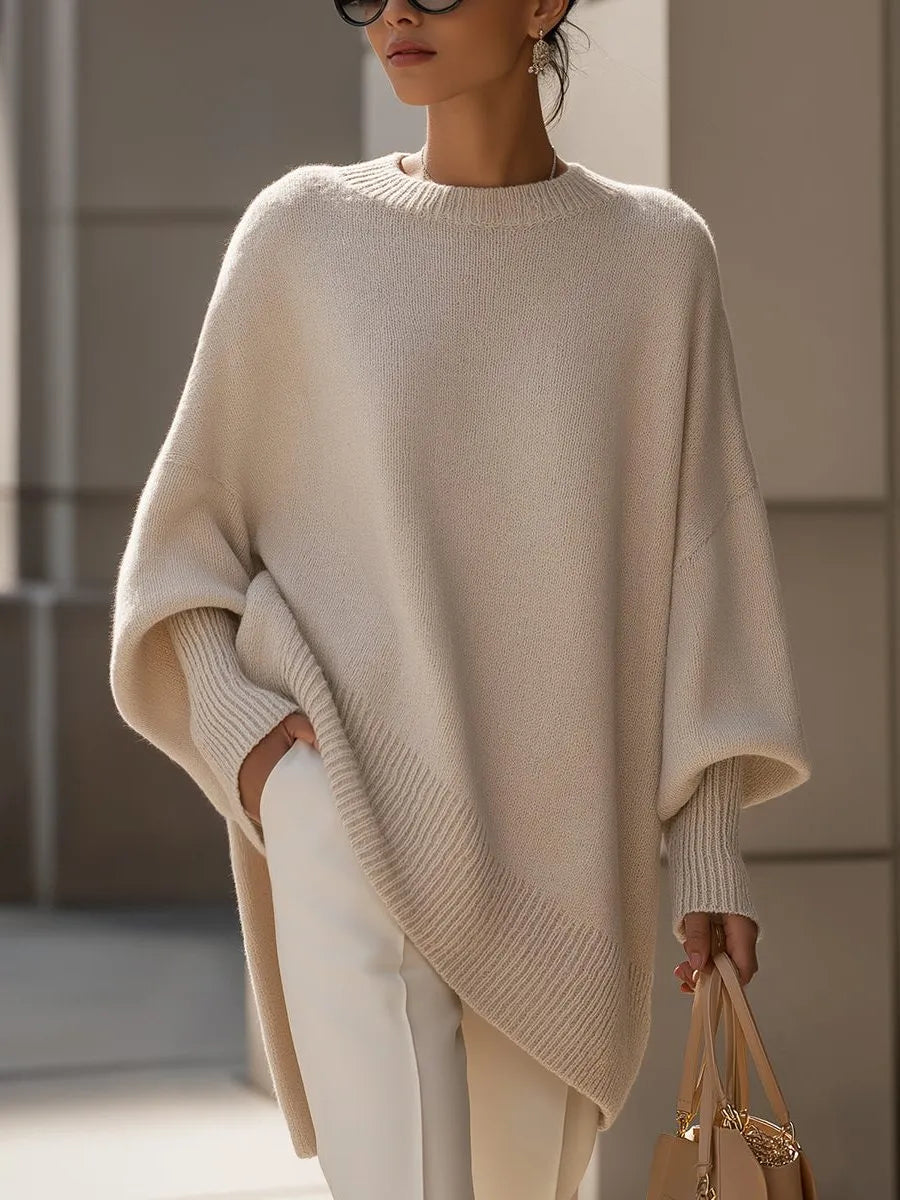 Bathilde Women's Oversized Asymmetrical Merino Wool Sweater