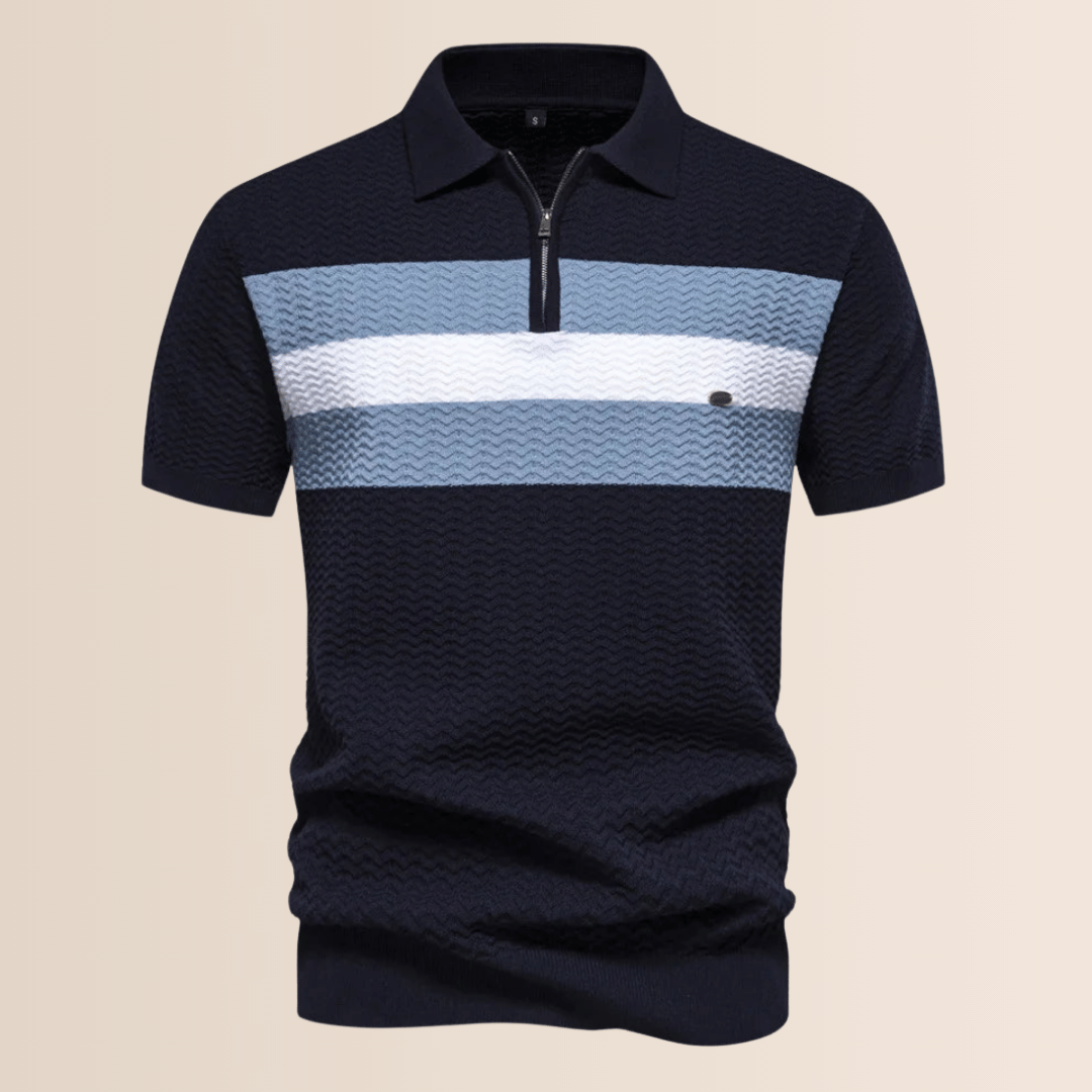 Striped Knit Design Polo Shirt for Men