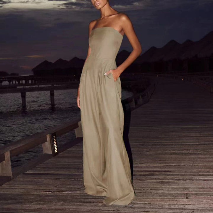 Loose Tube-top Jumpsuit Ins Fashion Backless Wide Leg Long Pants Overalls Women&amp;