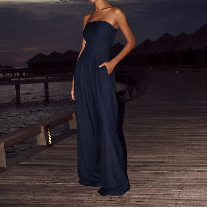 Loose Tube-top Jumpsuit Ins Fashion Backless Wide Leg Long Pants Overalls Women&amp;