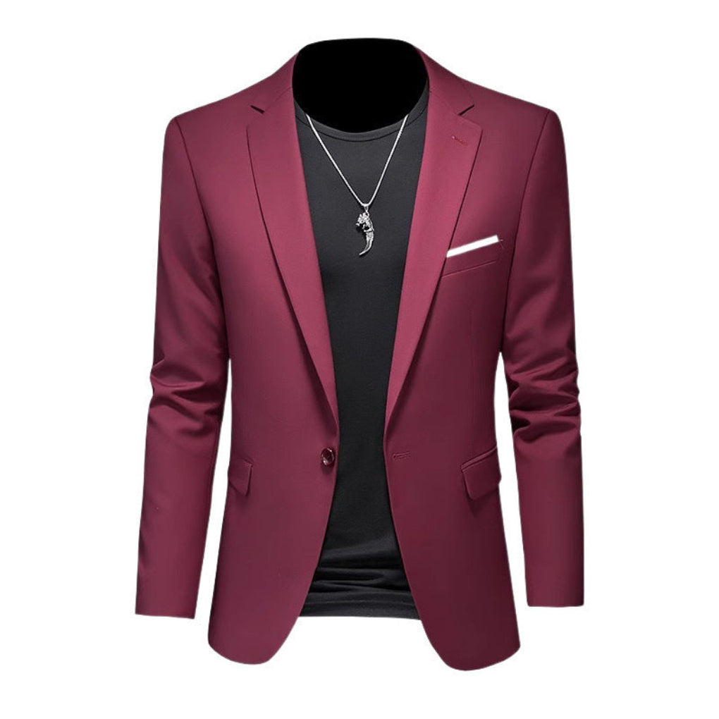 Mens Formal Wear Korean-Style Slim-Fit Blazer Single-Breasted Suit Jacket