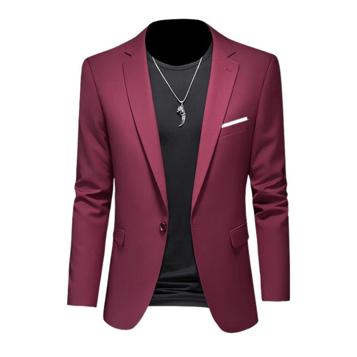 Mens Formal Wear Korean-Style Slim-Fit Blazer Single-Breasted Suit Jacket