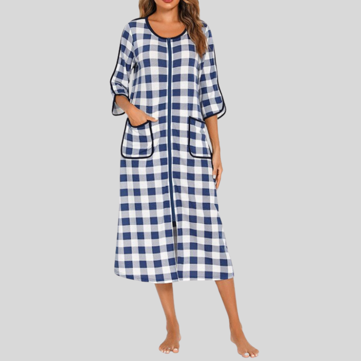 Warm Zip-Up Nightdress with Hood
