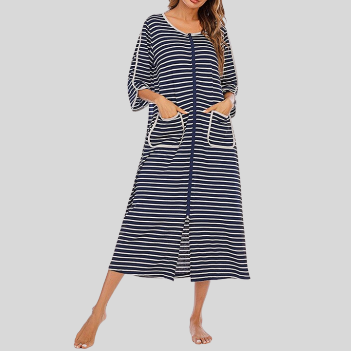 Warm Zip-Up Nightdress with Hood