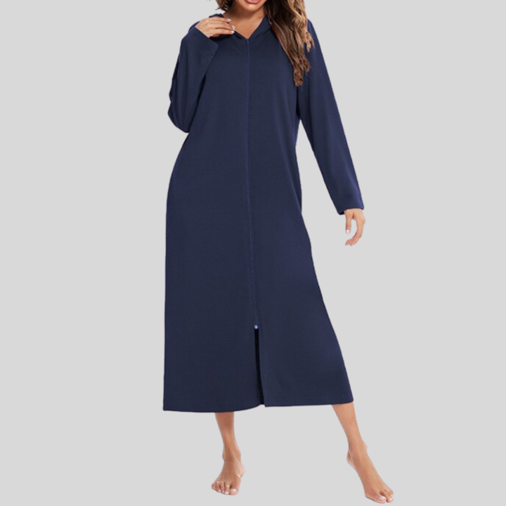 Warm Zip-Up Nightdress with Hood