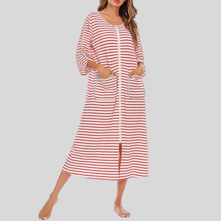 Warm Zip-Up Nightdress with Hood