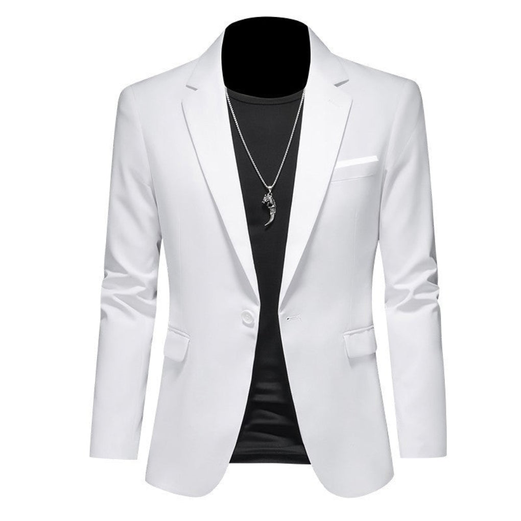 Mens Formal Wear Korean-Style Slim-Fit Blazer Single-Breasted Suit Jacket