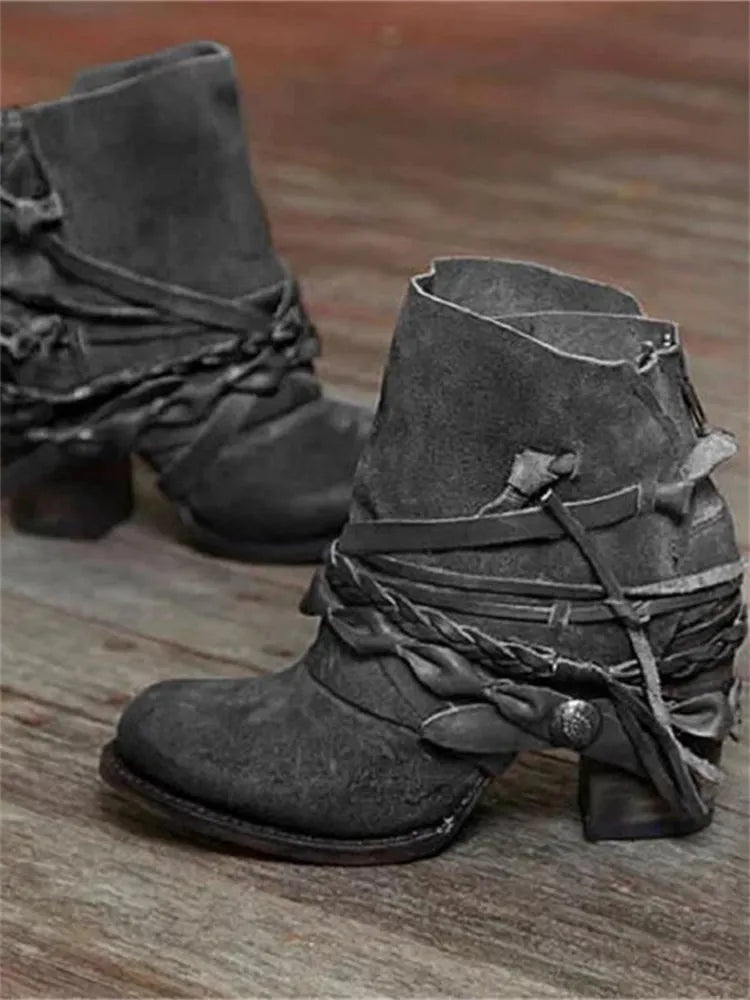 Genevieve Women's Lace-Up Braided Ankle Boots