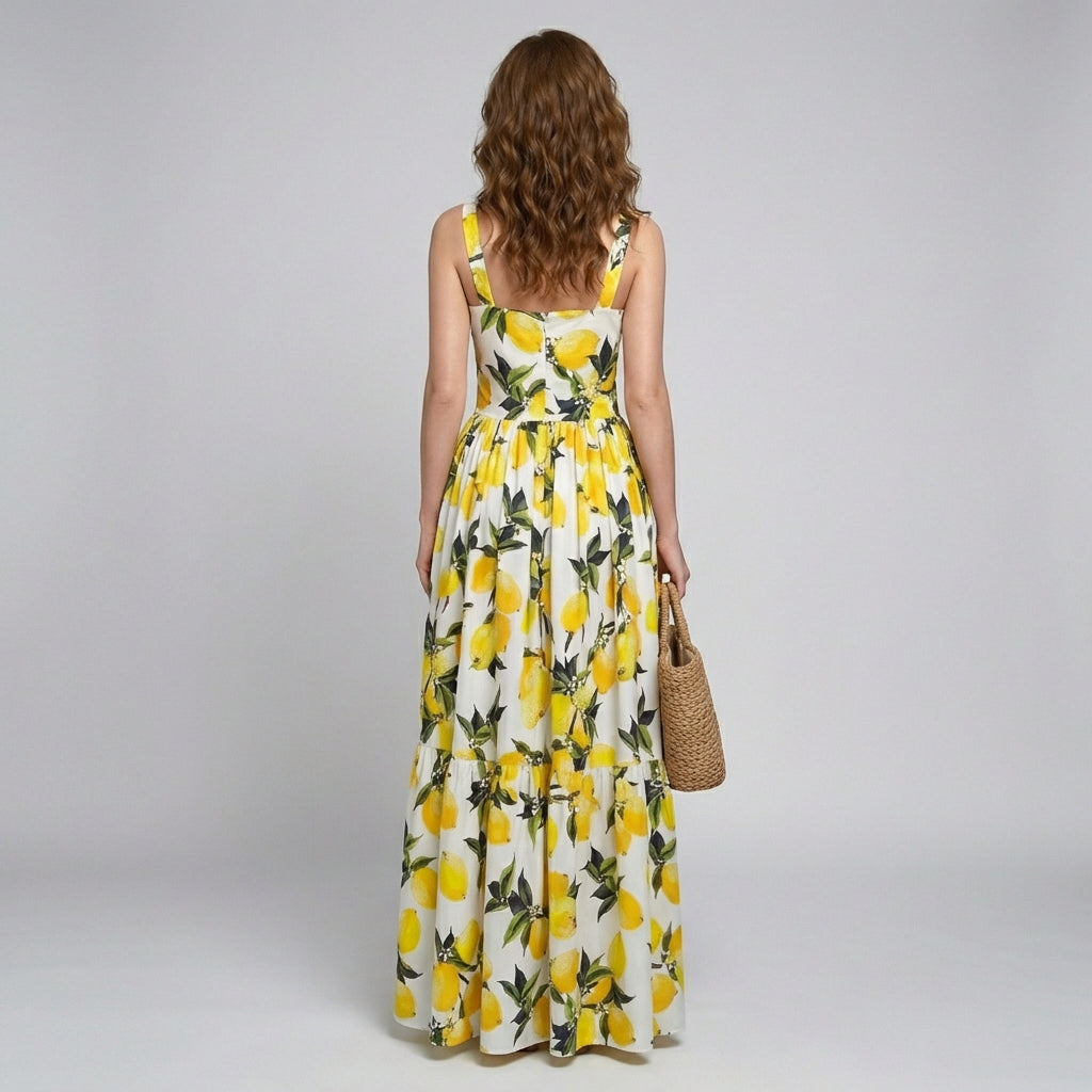 Women’s Strappy Lemon Print Dress