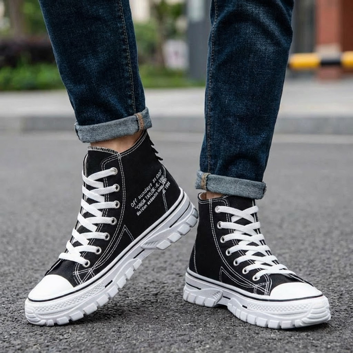 Casual Streetwear Chunky Canvas High Cut Shoes for Men