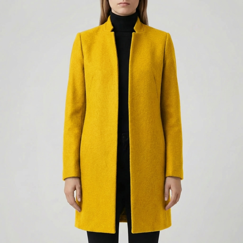 Long Structured Button-Front Coat for Women