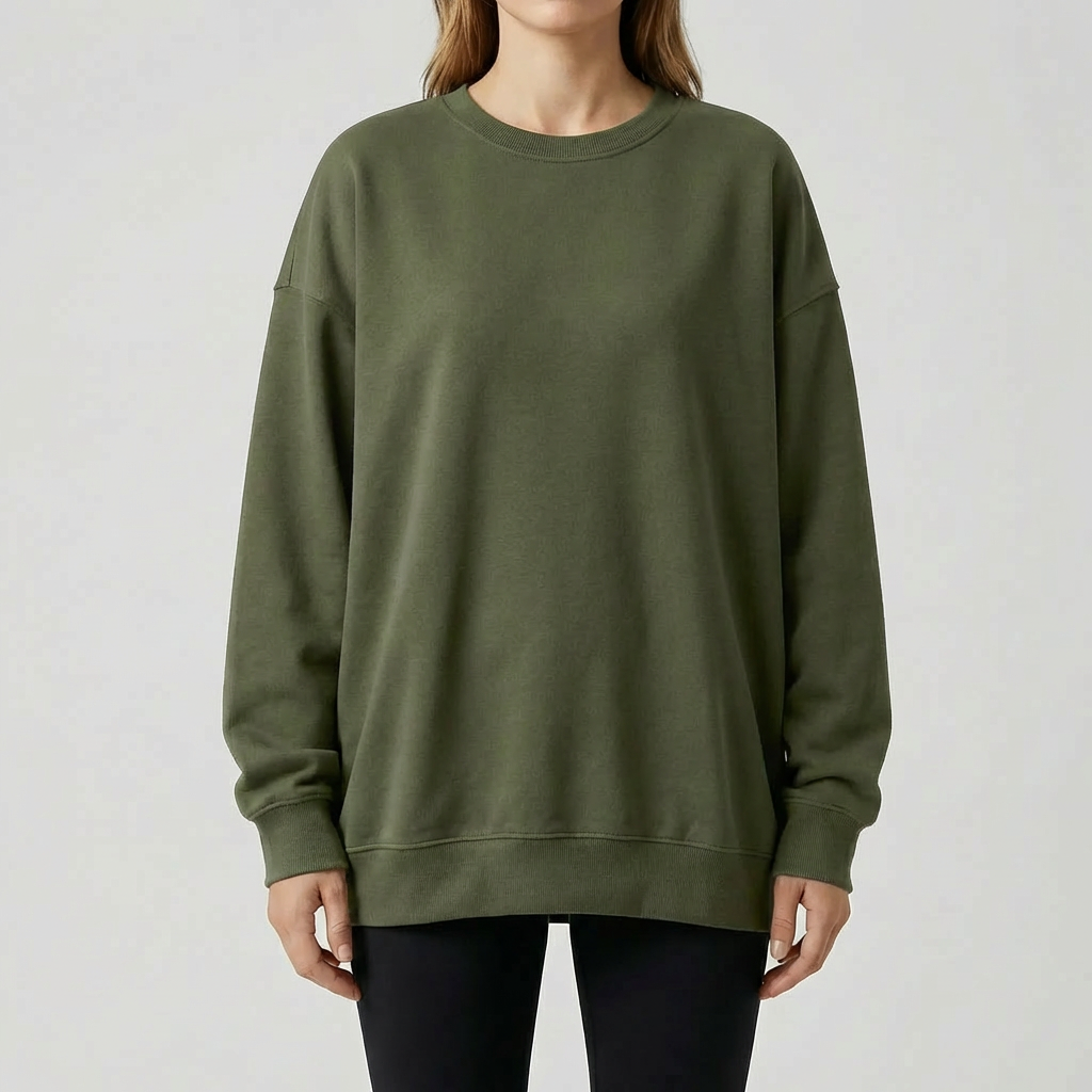 Oversized Drop-Shoulder Crew Neck Sweater for Women