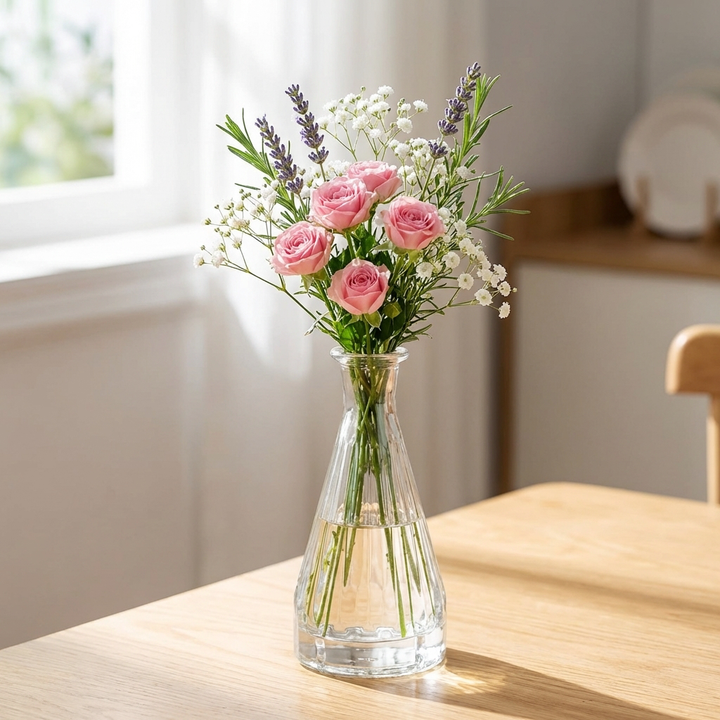 Embossed Clear Glass Vase Set