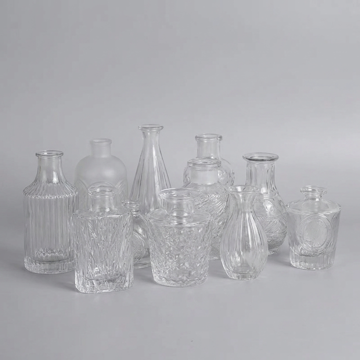 Embossed Clear Glass Vase Set